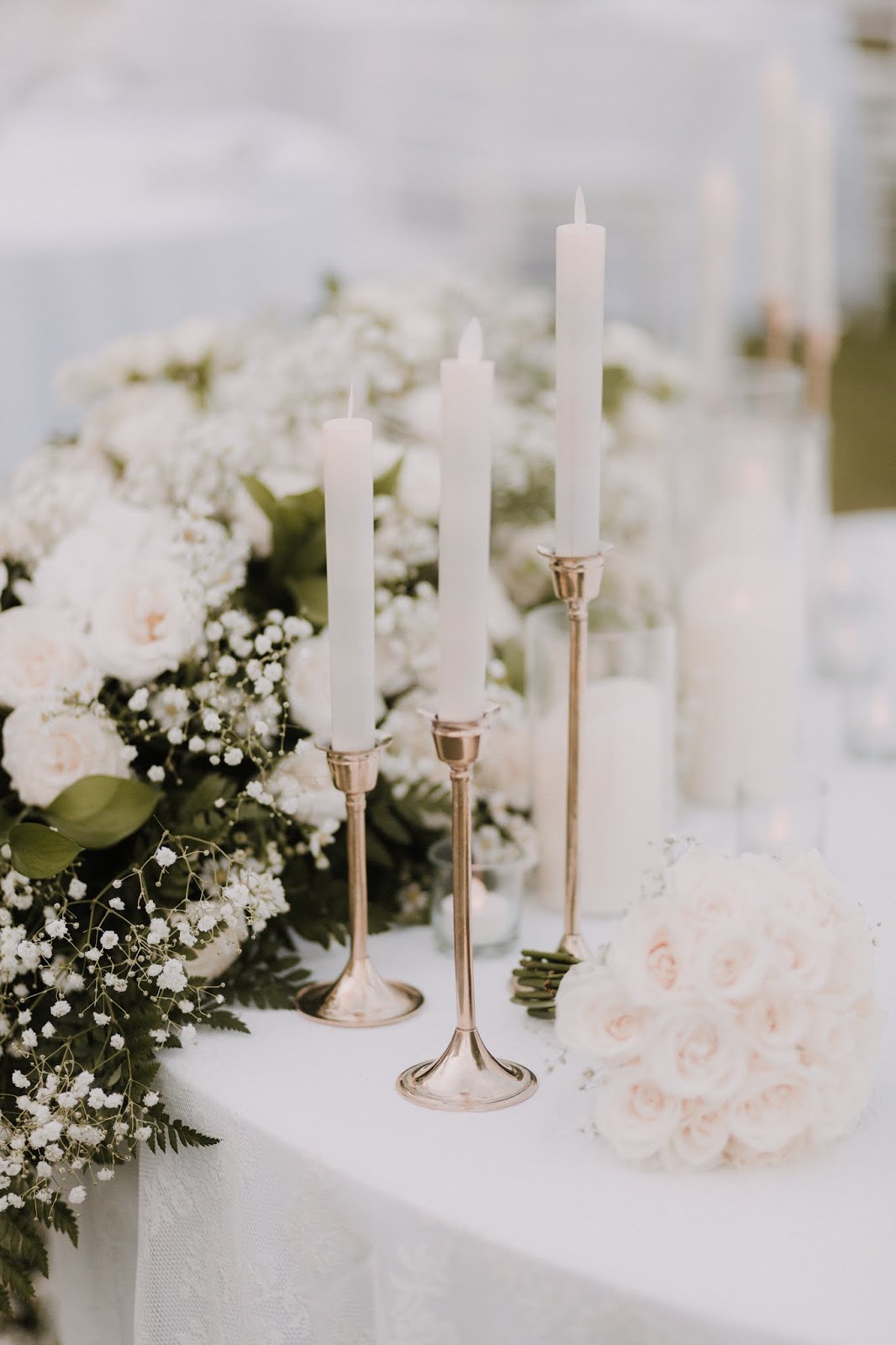 Simple white wedding table styling at Latitude Villa